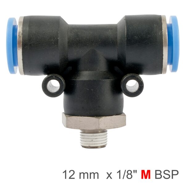 PU HOSE FITTING TEE 12MM-1/8 M